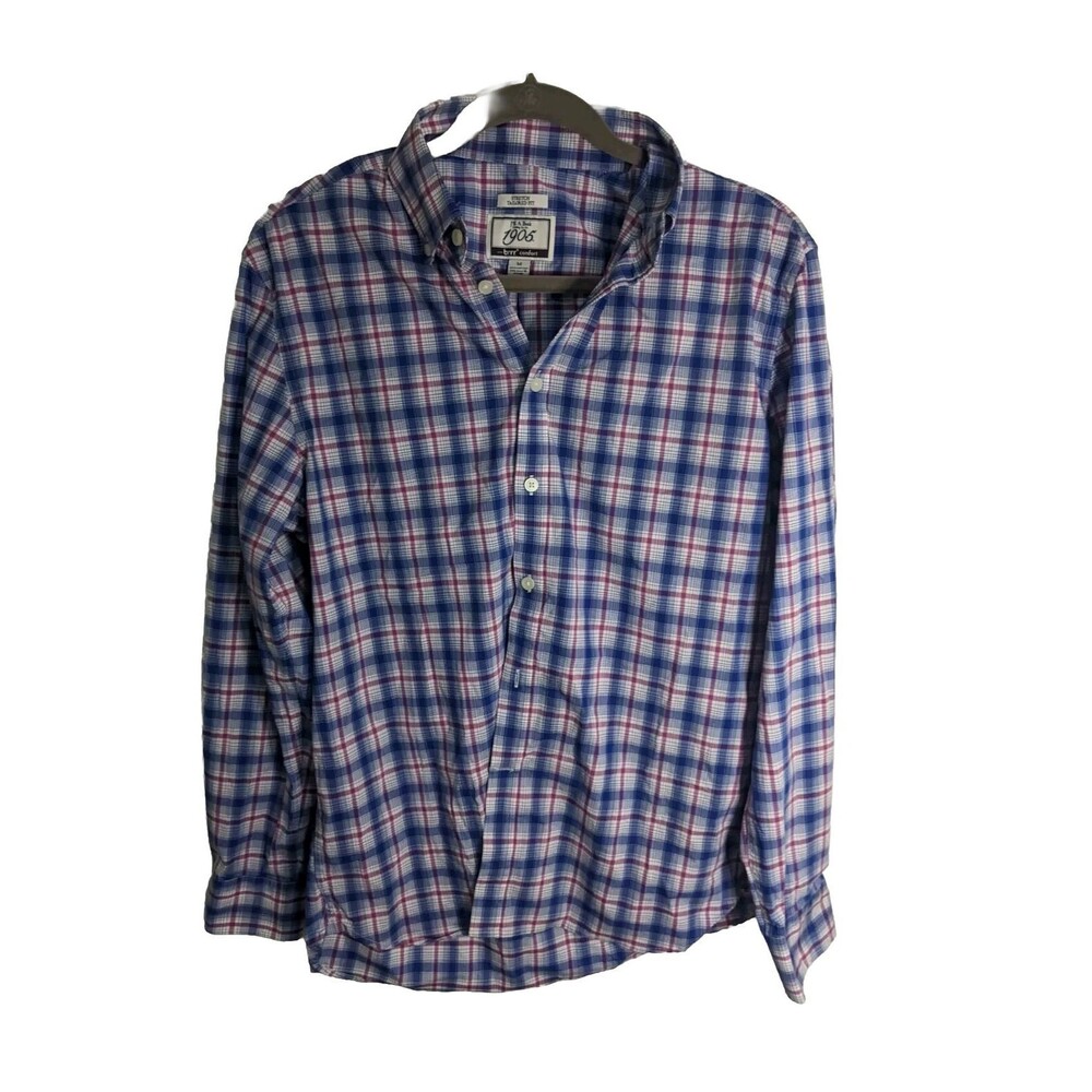 Jos A. Bank Men's Medium Plaid Long Sleeve Button Up Shirt Comfort